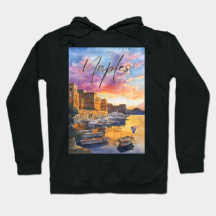 Naples Italy Coastal Sunset Print – Mediterranean Travel Art Hoodie