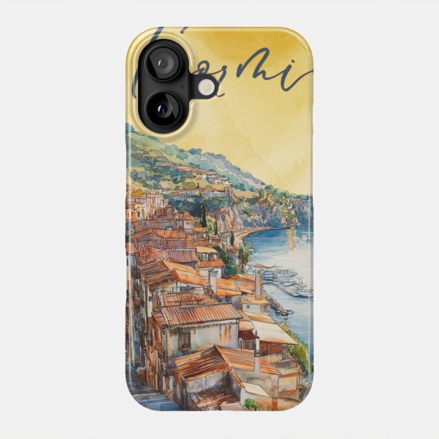 Taormina Sicily Watercolor Print – Scenic Italian Travel Poster Phone Case by TuncGK