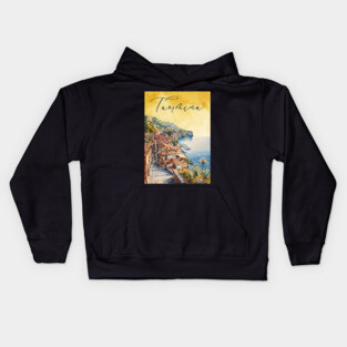 Taormina Sicily Watercolor Print – Scenic Italian Travel Poster Kids Hoodie