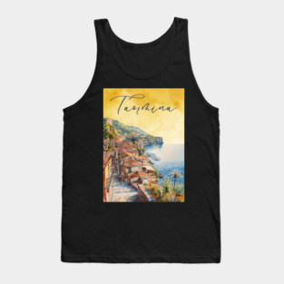 Taormina Sicily Watercolor Print – Scenic Italian Travel Poster Tank Top