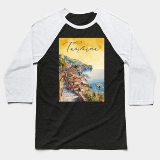 Taormina Sicily Watercolor Print – Scenic Italian Travel Poster Baseball T-Shirt
