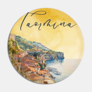 Taormina Sicily Watercolor Print – Scenic Italian Travel Poster Pin