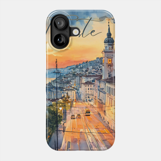 Trieste Italy Watercolor Art – Adriatic Seaside Travel Print Phone Case by TuncGK