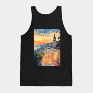Trieste Italy Watercolor Art – Adriatic Seaside Travel Print Tank Top