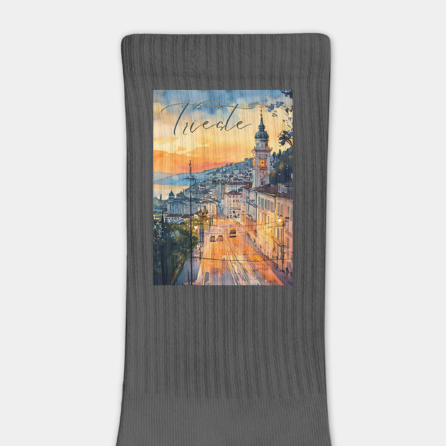 Trieste Italy Watercolor Art – Adriatic Seaside Travel Print by TuncGK