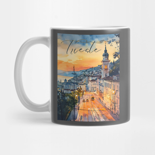 Trieste Italy Watercolor Art – Adriatic Seaside Travel Print by TuncGK