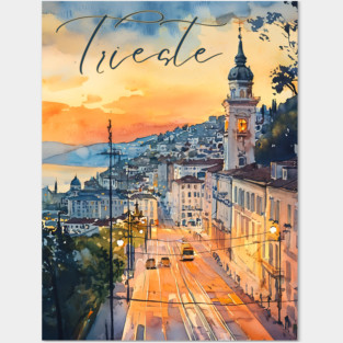 Trieste Italy Watercolor Art – Adriatic Seaside Travel Print Posters and Art