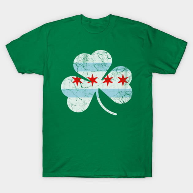 Chicago Flag Irish Shamrock St Patricks Day T-Shirt by Tee Styley