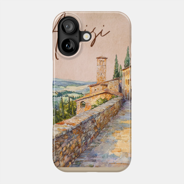 Assisi Italy - Watercolor Sunset Souvenir Phone Case by TuncGK