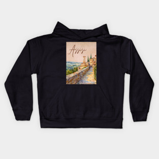 Assisi Italy - Watercolor Sunset Souvenir Kids Hoodie