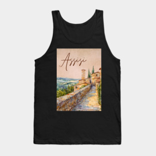 Assisi Italy - Watercolor Sunset Souvenir Tank Top