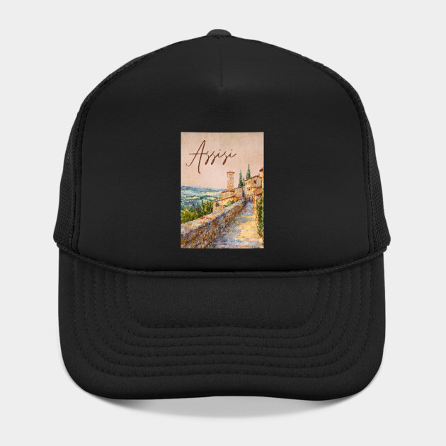 Assisi Italy - Watercolor Sunset Souvenir by TuncGK