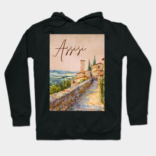 Assisi Italy - Watercolor Sunset Souvenir Hoodie