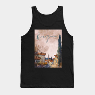 Bergamo Italy - Sunset Watercolor Cityscape - Souvenir Tank Top