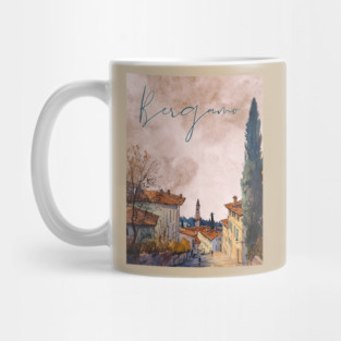 Bergamo Italy - Sunset Watercolor Cityscape - Souvenir Mug