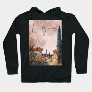 Bergamo Italy - Sunset Watercolor Cityscape - Souvenir Hoodie