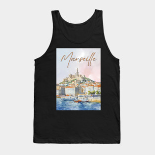 Marseille France - Watercolor Sunset over City Tank Top
