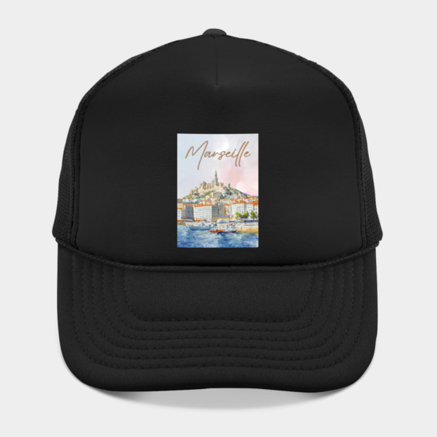 Marseille France - Watercolor Sunset over City by TuncGK