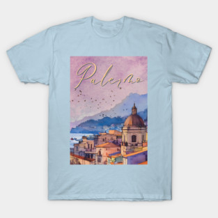 Palermo Italy - Watercolor Sunset - Tourist Souvenir T-Shirt