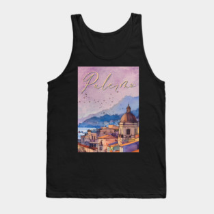 Palermo Italy - Watercolor Sunset - Tourist Souvenir Tank Top