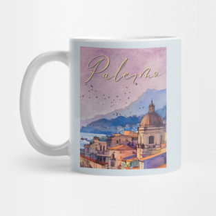 Palermo Italy - Watercolor Sunset - Tourist Souvenir Mug