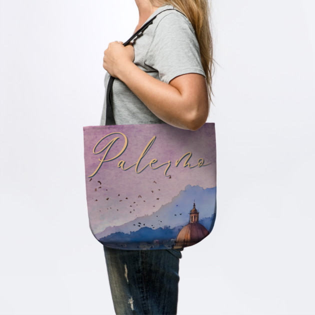 Palermo Italy - Watercolor Sunset - Tourist Souvenir by TuncGK