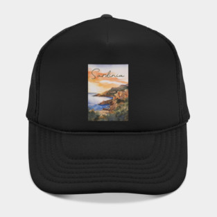 Sardinia Italy - Watercolor Sunset - Tourist Souvenir Hat
