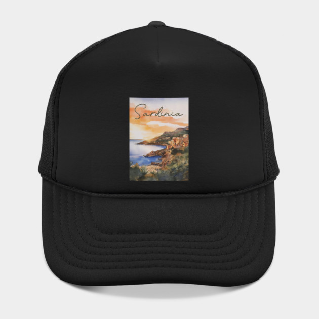 Sardinia Italy - Watercolor Sunset - Tourist Souvenir by TuncGK