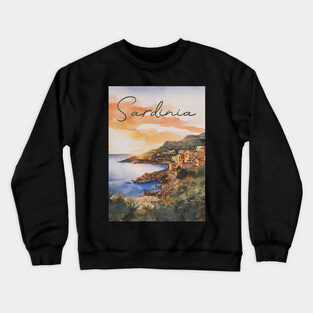 Sardinia Italy - Watercolor Sunset - Tourist Souvenir Crewneck Sweatshirt