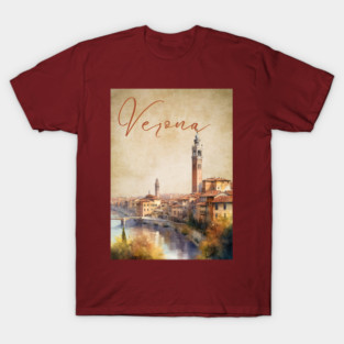 Verona Italy - Watercolor Sunset - Tourist Souvenir T-Shirt