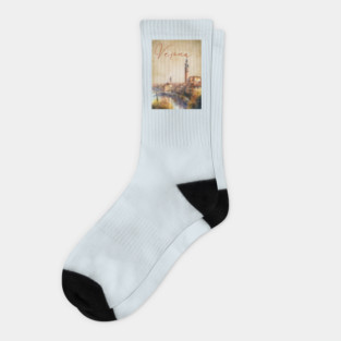 Verona Italy - Watercolor Sunset - Tourist Souvenir Socks
