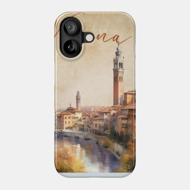 Verona Italy - Watercolor Sunset - Tourist Souvenir Phone Case by TuncGK