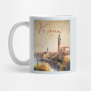 Verona Italy - Watercolor Sunset - Tourist Souvenir Mug