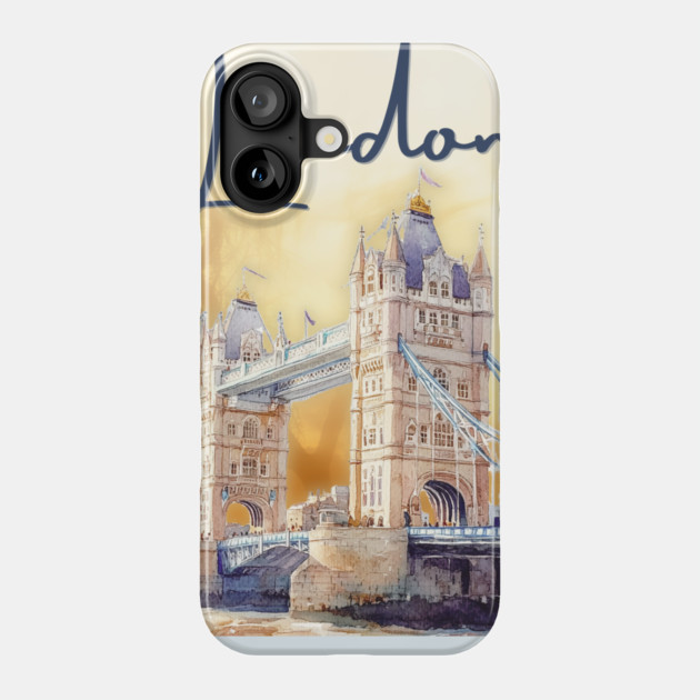 London Watercolor Skyline Print – Artistic City Travel Poster Phone Case by TuncGK