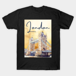 London Watercolor Skyline Print – Artistic City Travel Poster T-Shirt