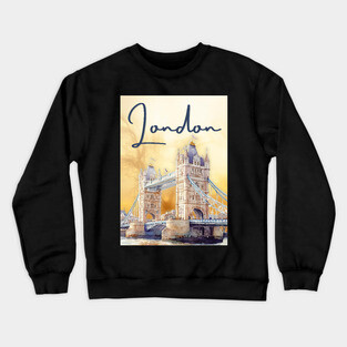 London Watercolor Skyline Print – Artistic City Travel Poster Crewneck Sweatshirt