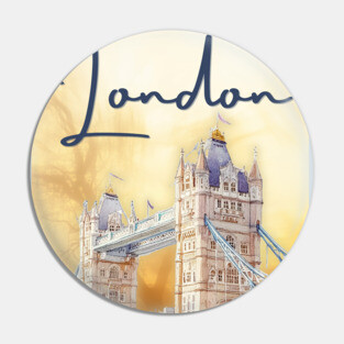 London Watercolor Skyline Print – Artistic City Travel Poster Pin