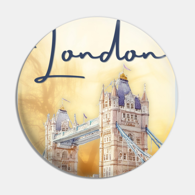 London Watercolor Skyline Print – Artistic City Travel Poster Pin by TuncGK