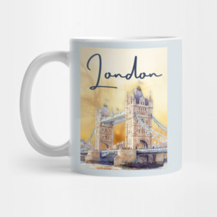 London Watercolor Skyline Print – Artistic City Travel Poster Mug