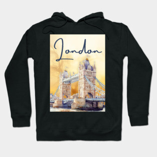London Watercolor Skyline Print – Artistic City Travel Poster Hoodie