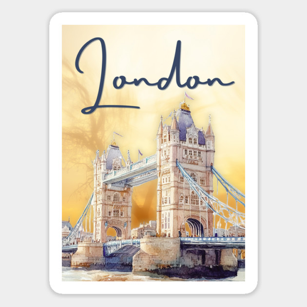 London Watercolor Skyline Print – Artistic City Travel Poster Magnet by TuncGK