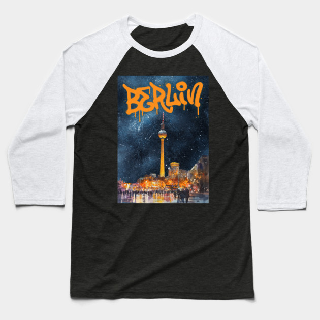 Berlin Graffiti Skyline Art – Urban Travel Print Baseball T-Shirt by TuncGK