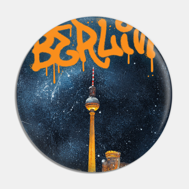 Berlin Graffiti Skyline Art – Urban Travel Print Pin by TuncGK