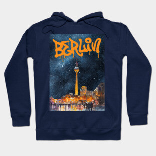 Berlin Graffiti Skyline Art – Urban Travel Print Hoodie