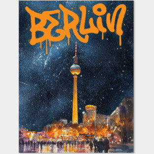 Berlin Graffiti Skyline Art – Urban Travel Print Posters and Art