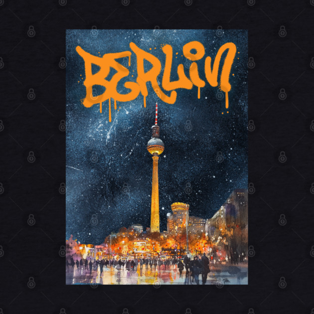 Berlin Graffiti Skyline Art – Urban Travel Print by TuncGK