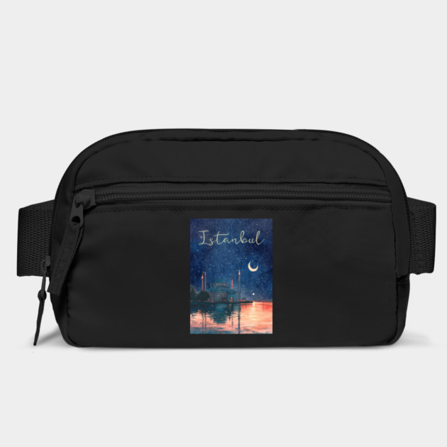 Istanbul Night Sky Travel Poster – Watercolor Cityscape Art by TuncGK