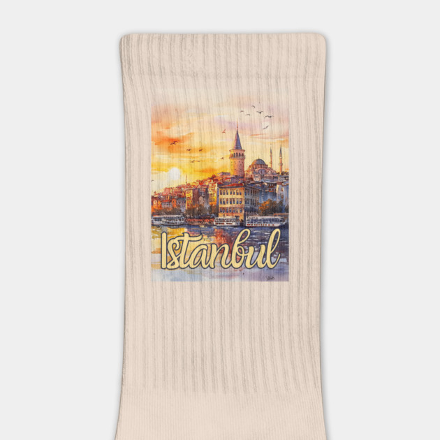 Istanbul Sunset Skyline Print – Warm Toned Travel Art by TuncGK