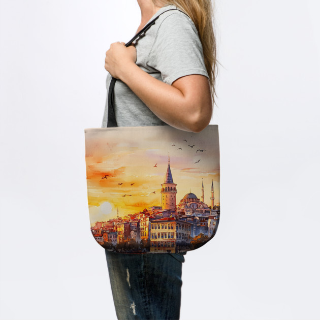 Istanbul Sunset Skyline Print – Warm Toned Travel Art by TuncGK