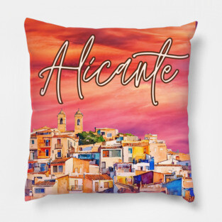 Alicante Vibrant Travel Poster – Colorful Spain Art Print Pillow